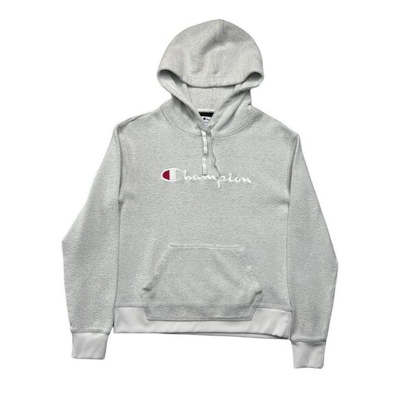 Champion Women's Size Medium Gray Logo Embroidered Hoodie - Picture 1 of 12